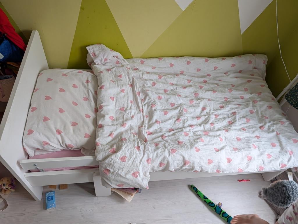 Meegroeibed compleet met lattenbodem en matras, Ophalen, Gebruikt, 70 tot 85 cm, Lattenbodem