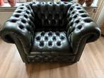 Mooie donkergroene chesterfield fauteuil, Huis en Inrichting, Ophalen, Gebruikt, Chesterfield, 100 tot 125 cm