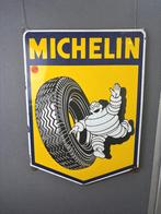 Oud origineel Langcat Michelin Bibendum emaille reclamebord, Reclamebord, Info@michelle.tv, Ophalen of Verzenden, Postbus1