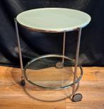Iconische Vintage Ikea Strind Trolleytafel, Huis en Inrichting, Tafels | Bijzettafels, Ophalen, Minder dan 55 cm, Rond, Glas