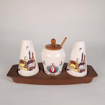 Vintage kruidenstel - strooiers potje dienblad - 50's 60's beschikbaar voor biedingen