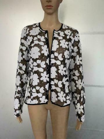 F949 jasje: maat M=38/40 : vest blazer colbert zwart/wit beschikbaar voor biedingen