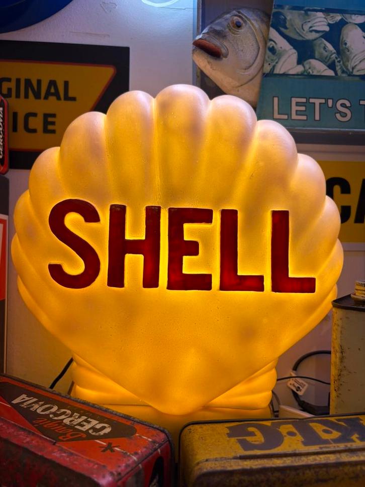 Vintage shell globe lamp prachtige lichtbak, Verzamelen, Merken en Reclamevoorwerpen, Zo goed als nieuw, Lichtbak of (neon) lamp