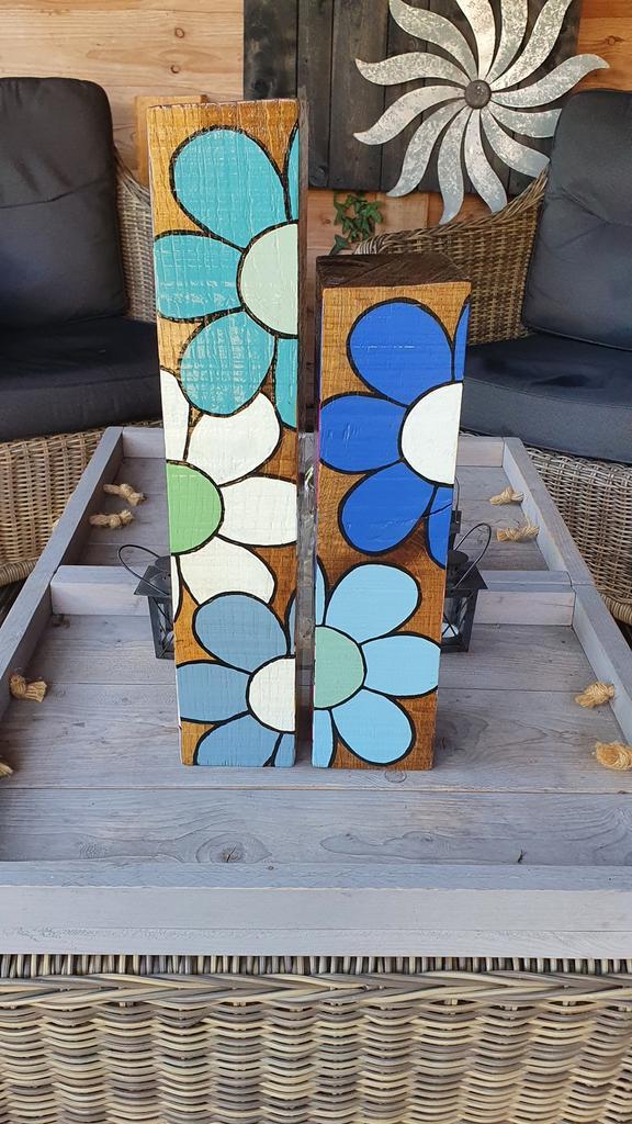 Eiken palen met fleurige bloemen (duurzaam hout), Huis en Inrichting, Woonaccessoires | Overige, Zo goed als nieuw, Ophalen