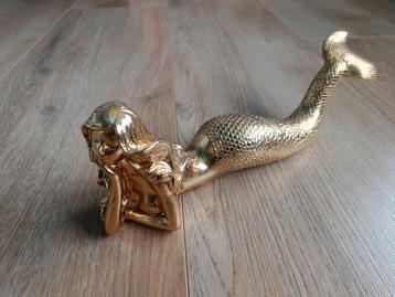 Goudkleurige Zeemeermin beeld hars  beschikbaar voor biedingen