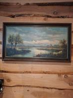 olieverf landschap schilderij  90x50, Antiek en Kunst, Kunst | Schilderijen | Klassiek, Ophalen of Verzenden