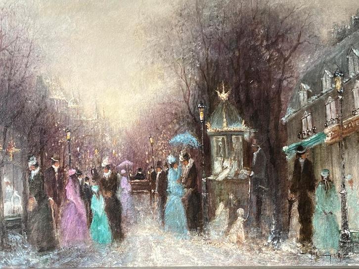 Naick Gilgert, romantische Parijse stadsvoorstelling, Antiek en Kunst, Kunst | Schilderijen | Klassiek, Ophalen