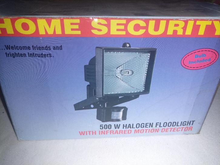 Halogeenschijnwerper 500W met infrarood bewegingsmelder, Doe-het-zelf en Verbouw, Bouwverlichting, Nieuw, Lamp met armatuur, 500 watt of meer