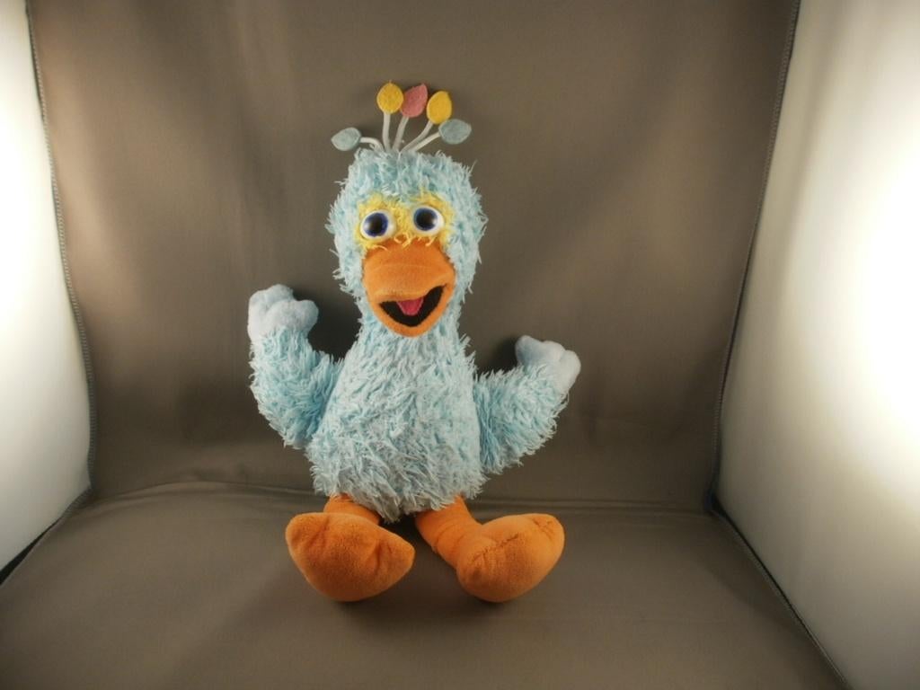 sesamstraat Pino blauw harig en oranje poten/snavel velours, Ophalen of Verzenden, Zo goed als nieuw, Overige typen