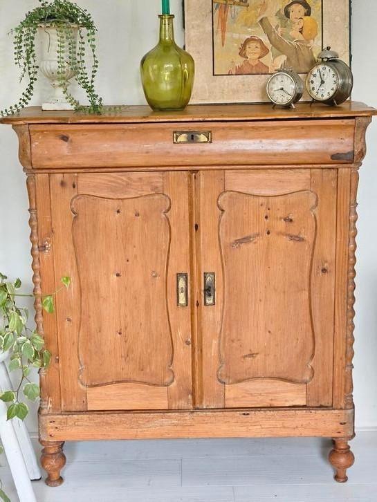 Antiek grenen Biedermeier meidenkastje, Huis en Inrichting, Kasten | Overige, Gebruikt, Ophalen