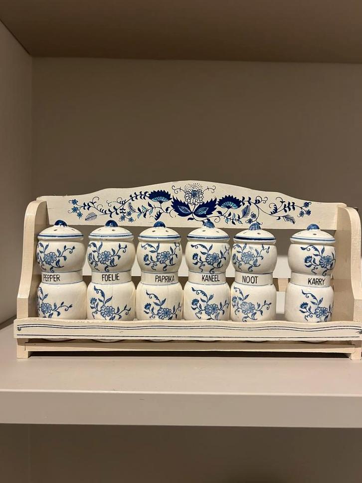 Blue onion spice set compleet | antiek in perfecte staat, Antiek en Kunst, Antiek | Keukenbenodigdheden, Ophalen of Verzenden