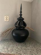 Zwarte decoratieve vaas met ornament, Ophalen, 50 tot 75 cm, Zwart, Aardewerk of Porselein