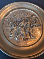 Geel koperen bord schaatsers, Ophalen of Verzenden