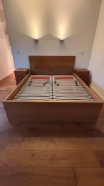 Elektrisch verstelbaar bed + nachtkastjes, Ophalen, Bruin, Tweepersoons, 200 cm