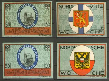 Lubeck 2x 50 Pf 1921 Noodgeld Notgeld Biljet r-115 jdu beschikbaar voor biedingen