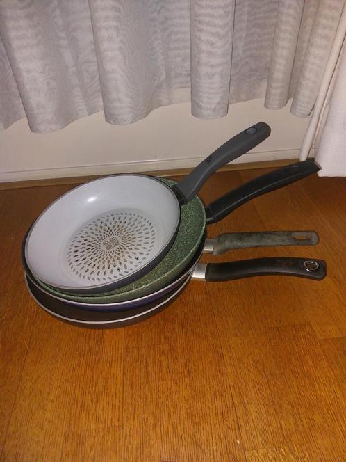 4x koeken/wokpannen, Huis en Inrichting, Keuken | Potten en Pannen, Gebruikt, Ophalen of Verzenden