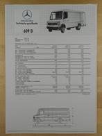 Mercedes 609D Technische Specificatie folder ca 1987 BG – 60, Ophalen, Mercedes, Zo goed als nieuw, Mercedes-Benz