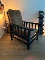 Verstelbare rookstoel - antraciet grijs met bruine kussens, Huis en Inrichting, Fauteuils, Ophalen, Gebruikt, Minder dan 75 cm