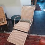 Gispen deckchair with hocker refurbished NEW WICKER, Huis en Inrichting, Fauteuils, Ophalen, Minder dan 75 cm, Vintage, Zo goed als nieuw