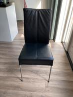 6 eetkamerstoelen  zwart leer, Huis en Inrichting, Ophalen, Zwart, Leer, Zo goed als nieuw