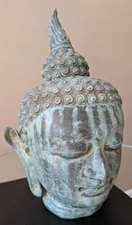 Prachtig groot Boeddha hoofd sculptuur van brons., Ophalen of Verzenden