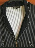 Vintage rayon tricot zwart krijtstreep Escada vest 44, Verzenden, Zwart, Maat 42/44 (L), Escada