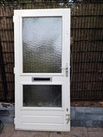 Hardhouten buitendeur met dubbel glas, Doe-het-zelf en Verbouw, Deuren en Horren, Ophalen, Gebruikt, 80 tot 100 cm, 200 tot 215 cm