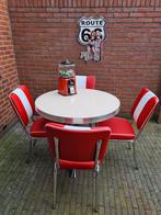 FIFTIES SIXTIES AMERIKAANSE BEL AIR DINER STOELEN MET TAFEL, Huis en Inrichting, Stoelen, Ophalen, Vier, Metaal, Rood