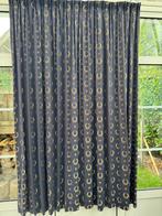 Blauwe Gordijnen met Gouden Lauwerkrans, Huis en Inrichting, Gebruikt, Barok, Ophalen of Verzenden, 200 cm of meer