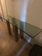 Glazen sidetable, Huis en Inrichting, Tafels | Sidetables, Ophalen, 100 tot 150 cm, Glas, Zo goed als nieuw