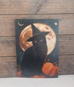 Kaart zwarte kat volle maan herfst/Halloween thema, Ophalen of Verzenden, 1980 tot heden, Ongelopen, Seizoenen