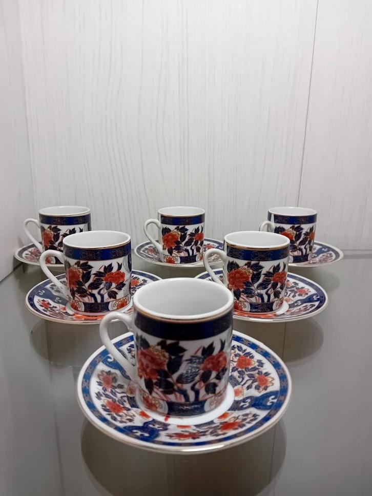 Japanse Imari-stijl espresso-/mokka-set voor 6 personen, Antiek en Kunst, Antiek | Servies compleet, Ophalen of Verzenden