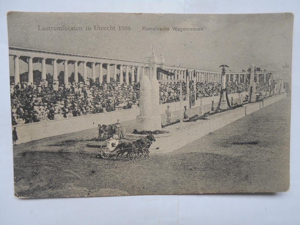 Utrecht 1906 Romeinse Feesten wagenrace met paarden in 1906, Ophalen of Verzenden, Voor 1920, Ongelopen, Utrecht