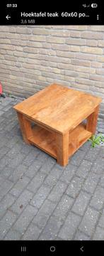 Kleine salontafel teak 60 x 60 cm, Ophalen, Gebruikt, 50 tot 100 cm, Vierkant