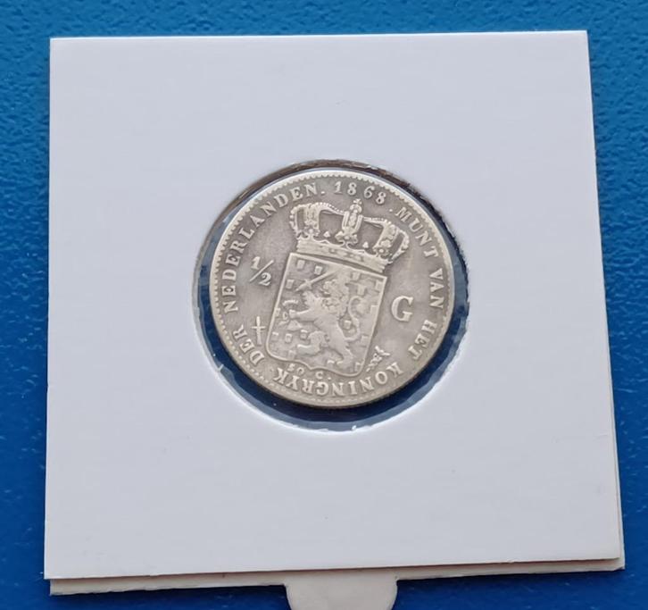½ Gulden (Halve Gulden) Koning Willem III - 1868, Postzegels en Munten, Munten | Nederland, Losse munt, ½ gulden, Koning Willem III