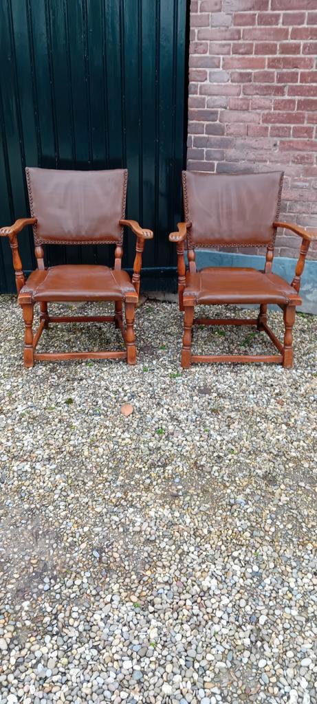 2 Theo Ruth Vintage Artifort Fauteuils, Huis en Inrichting, Fauteuils, Gebruikt, Hout, Leer, 50 tot 75 cm, 75 tot 100 cm, Ophalen