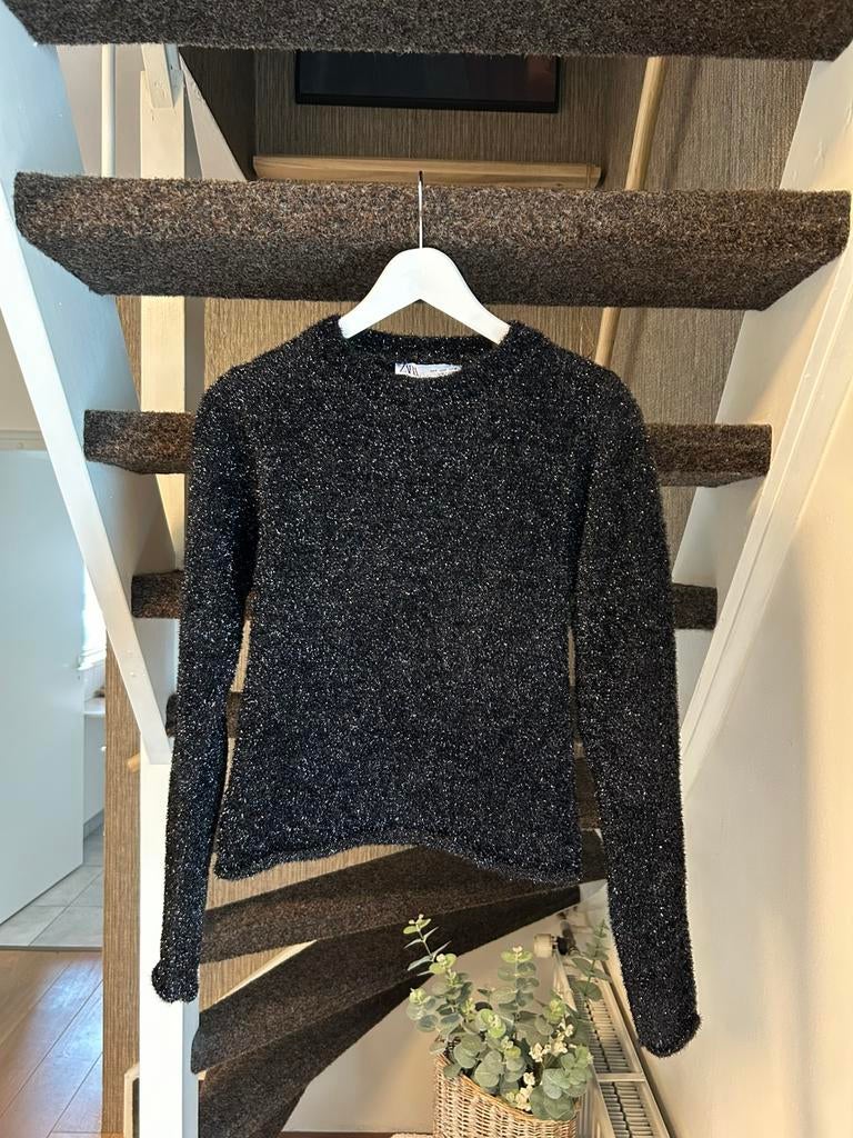 Zwart glitter truitje Zara maat S, Ophalen of Verzenden, Zo goed als nieuw, Maat 36 (S), Zwart