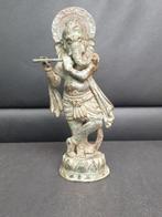 Standbeeld van Ganesh die fluit speelt/Ganapati/Bronze/India, Antiek en Kunst, Ophalen of Verzenden