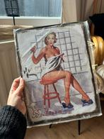 Nieuw metalen bord met Marilyn Monroe Bathroom, Verzamelen, Muziek, Artiesten en Beroemdheden, Ophalen of Verzenden, Nieuw, Poster, Artwork of Schilderij