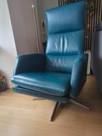 Luxe Fauteuil - Blauw Leer, Huis en Inrichting, Fauteuils, Ophalen, Gebruikt, 75 tot 100 cm, Metaal