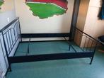 Zwart metaal bedframe., Ophalen, Zwart, Tweepersoons, 140 cm