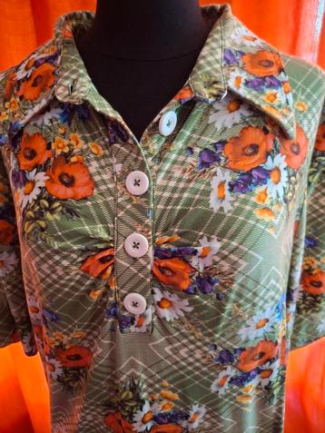  Groen vrolijk zomers gebloemd jurk Tante Betsy Mt XL beschikbaar voor biedingen