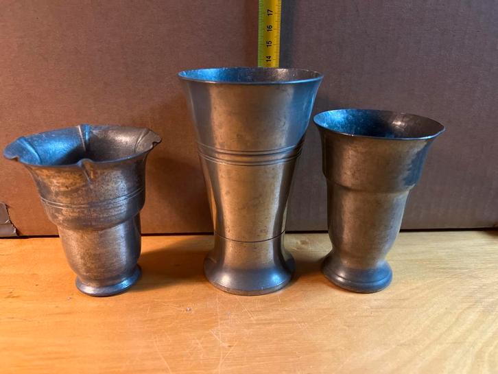 Tinnen Bekers - Set van 3, Antiek en Kunst, Antiek | Tin, Ophalen of Verzenden