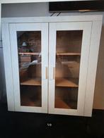 Mooie witte vitrinekast met glazen deuren, Ophalen, 100 tot 150 cm, 100 tot 150 cm, Zo goed als nieuw