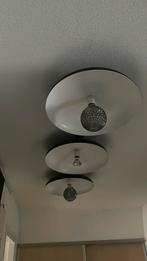 Drie originele zwarte (theater ) lampen op balk, Huis en Inrichting, Lampen | Plafondlampen, Ophalen, Gebruikt, Metaal, Design