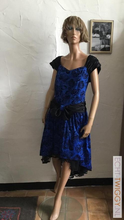 Geweldige vintage jurk Feest! 46, Kleding | Dames, Jurken, Zo goed als nieuw, Maat 46/48 (XL) of groter, Blauw, Knielengte, Ophalen of Verzenden