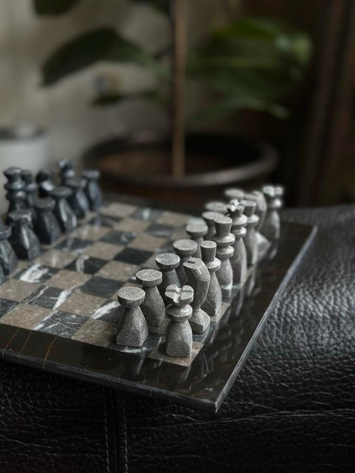Marmeren Schaakbord Set, Hobby en Vrije tijd, Gezelschapsspellen | Bordspellen, Zo goed als nieuw, Een of twee spelers, Ophalen of Verzenden