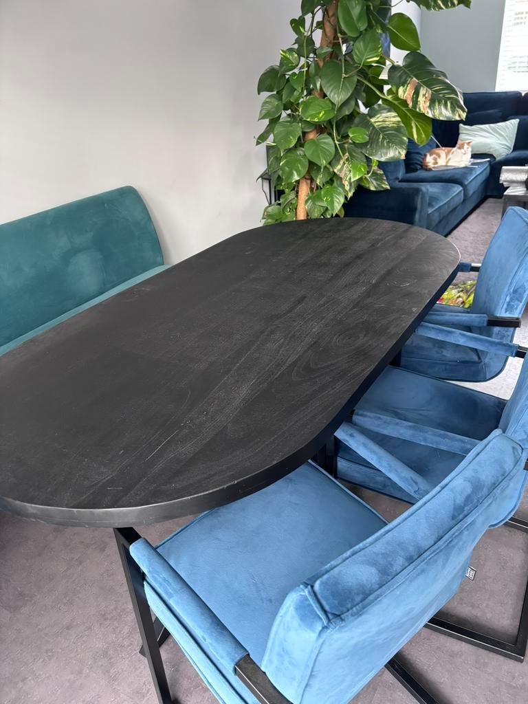 3 eetkamer stoelen, Ophalen, Overige materialen, Drie, Blauw