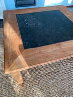 Salontafel vierkant met hardsteen inleg, Huis en Inrichting, Tafels | Salontafels, Gebruikt, Vierkant, Ophalen of Verzenden, Landelijk, stoer