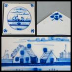 Tegel in blauw-wit,  landschap binnen cirkel,  13 x 13 cm., Ophalen of Verzenden